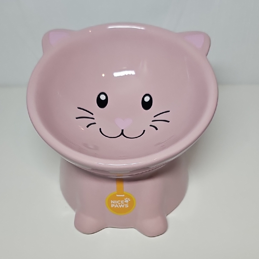 Pink Cat-Shaped Pet Bowl by Nice Paws